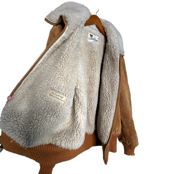 Huckberry Brown Bomber Jacket with Sherpa Collar - Picture 7 of 12